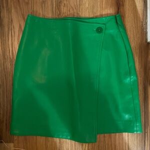 Green vegan Leather Aritzia Wrap Mini Skirt